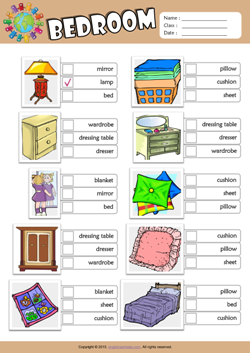Bedroom ESL Printable Worksheets For Kids 2